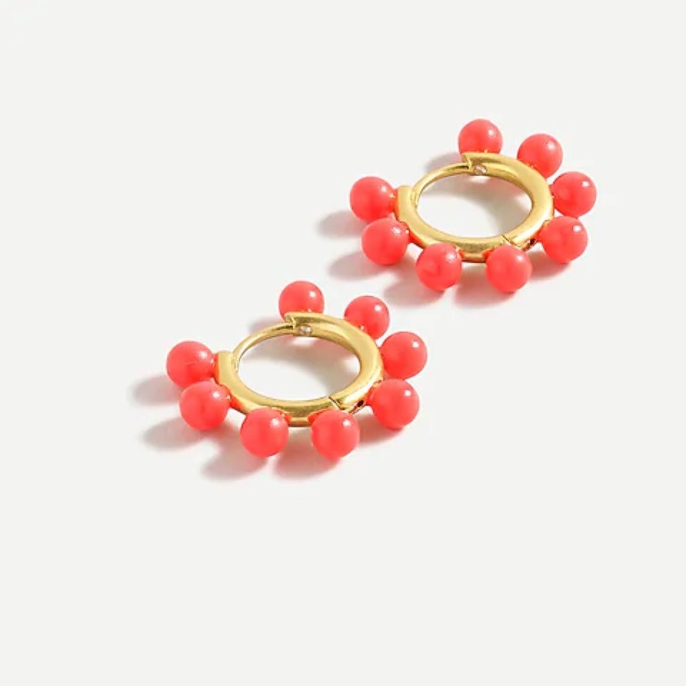 J. Crew Women's NWT Pearl Charm Huggie Hoops